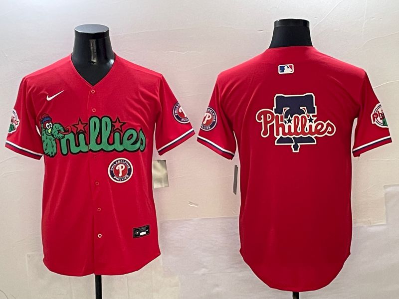 Men Philadelphia Phillies Blank Red three generations Joint Name 2025 Nike MLB Jersey style 6->youth mlb jersey->Youth Jersey